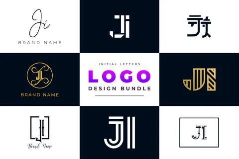 Set of collection Initial Letters JI Logo Design. Stock Illustration