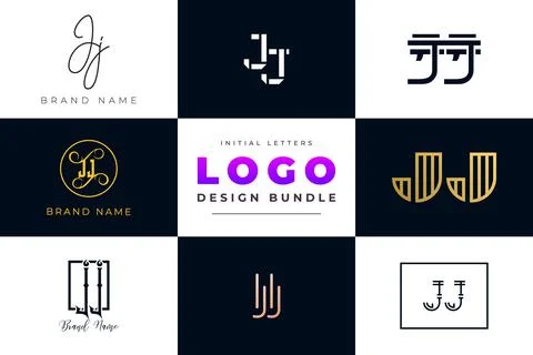 Set of collection Initial Letters JJ Logo Design. Stock Illustration