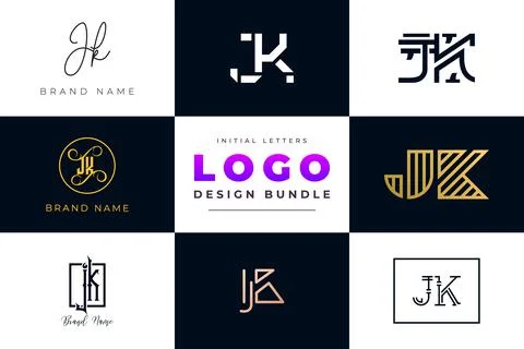 Set of collection Initial Letters JK Logo Design. Stock Illustration