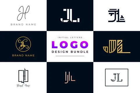 Set of collection Initial Letters JL Logo Design. Stock Illustration