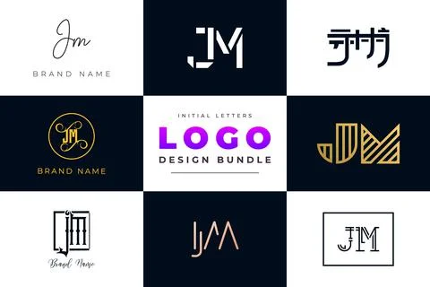 Set of collection Initial Letters JM Logo Design. Stock Illustration