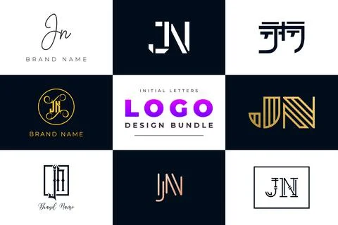 Set of collection Initial Letters JN Logo Design. Stock Illustration