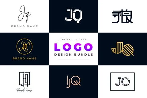 Set of collection Initial Letters JQ Logo Design. Stock Illustration