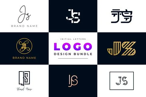 Set of collection Initial Letters JS Logo Design. Stock Illustration