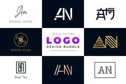 Set of collection Initial Letters AN Logo Design. Stock Illustration