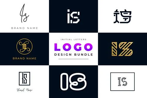 Set of collection Initial Letters IS Logo Design. Illustrazione stock