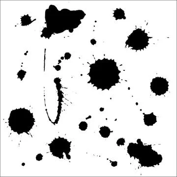 Set collection of Ink blot isolated on white background Stock Illustration