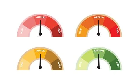 Set collection level meter isolated unique design on white background Stock Illustration