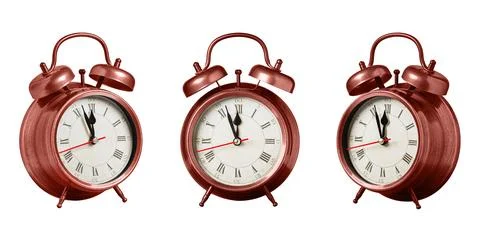 Set collection retro clock, watch, pointer clock, Red color alarm clock on is Stock Photos