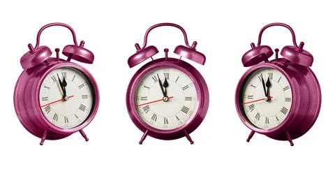 Set collection retro clock, watch, pointer clock, Red color alarm clock on is Stock Photos