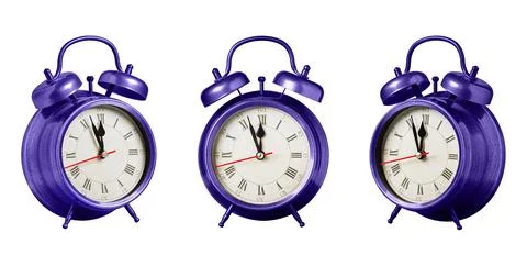 Set collection retro clock, watch, pointer clock, Purple, violet color alar.. Stock Photos