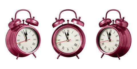 Set collection retro clock, watch, pointer clock, Red color alarm clock on is Stock Photos
