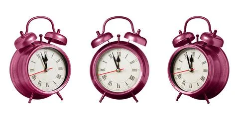 Set collection retro clock, watch, pointer clock, Red color alarm clock on is Stock Photos