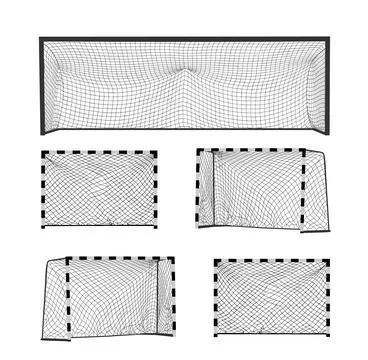 Set collection Soccer goal net construction vector illustration Stock Illustration