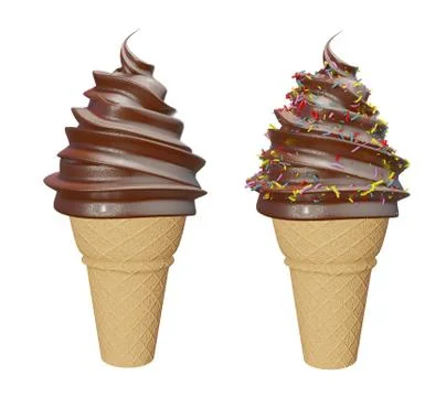 Set of collection soft serve ice cream of chocolate ice cream covered with co Illustrazione stock