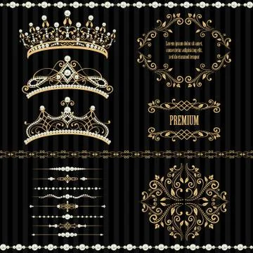 Set collections of royal design elements Stock Illustration