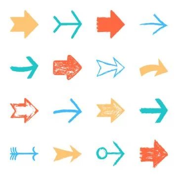 Set color arrow sign texture paint Illustrazione stock