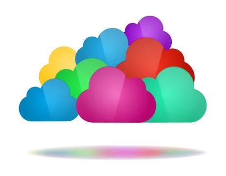Set of color clouds - cloud computing concept Illustrazione stock