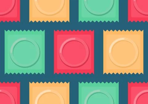 Set color Condom packed seamless pattern. Contraceptive background. Sex pro.. Stock-Illustration