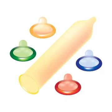Set of color condoms Stock Illustration