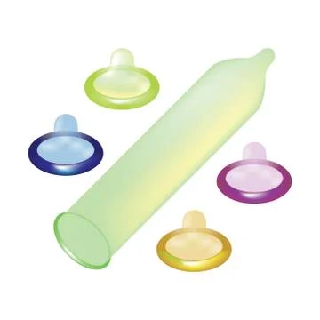 Set of color condoms Stock Illustration
