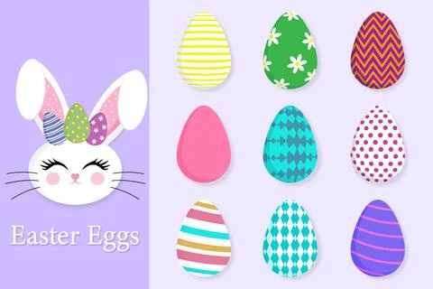 Set of color Easter eggs with different texture Illustrazione stock