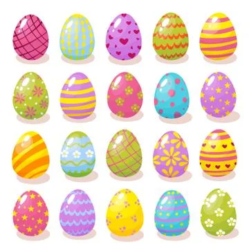 Set of color Easter eggs 库存插图