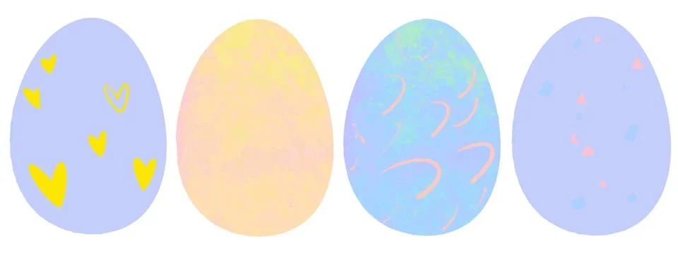 Set of color Easter eggs isolated on a white background Stock Illustration