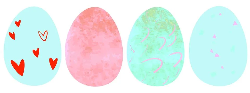Set of color Easter eggs isolated on a white background Stock Illustration