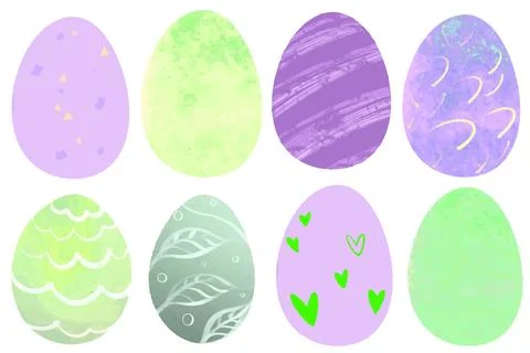 Set of color Easter eggs isolated on a white background Stock Illustration