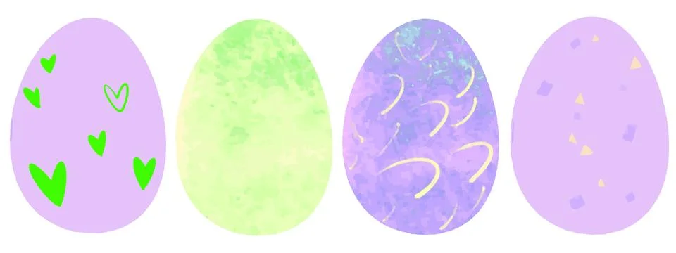 Set of color Easter eggs isolated on a white background Stock Illustration