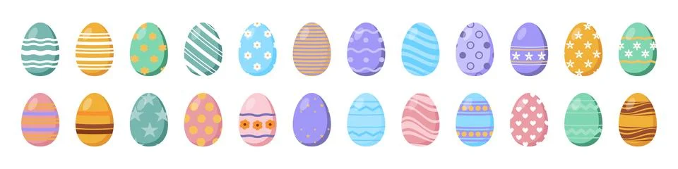 Set of color Easter Eggs with pattern. Design elements for holiday cards. V.. Stockillustratie