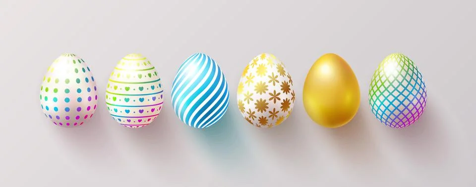 Set of color Easter eggs with shadow. Traditional symbol of Easter isolated o Illustrazione stock