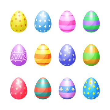 Set of color Easter eggs vector icons. Easter eggs for Easter holidays design Stock Illustration