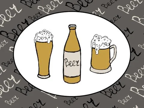 Set color elements for beer. Vector illustration. Stock Illustration