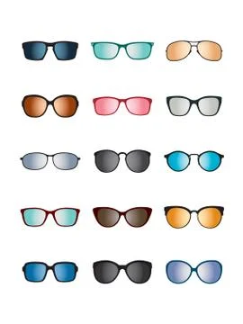 Set of color Glasses isolated. Vector Icons. Illustrazione stock