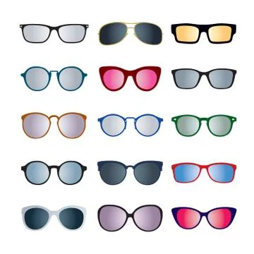 Set of color Glasses isolated. Vector Icons. Stock Illustration