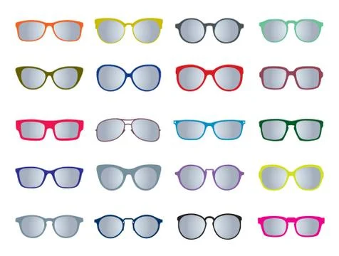 Set of color Glasses isolated. Vector Icons. Illustrazione stock