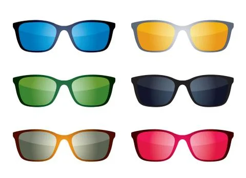 Set of color Glasses isolated. Vector Icons. Illustrazione stock