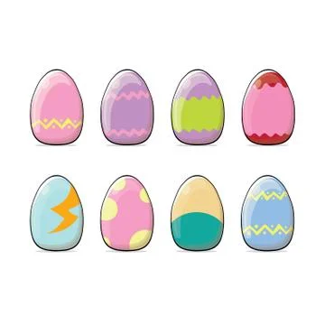 Set of color hand drawn Easter eggs with different texture isolated on a white イラスト素材
