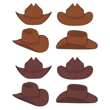 Set of color illustrations with cowboy hat Illustration
