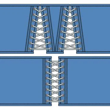 Set of color illustrations featuring denim laced corset Stock Illustration