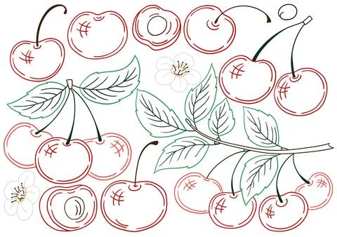 Set of color illustrations in hand draw style Illustrazione stock