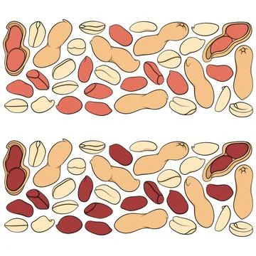 Set of color illustrations with peanuts Illustrazione stock
