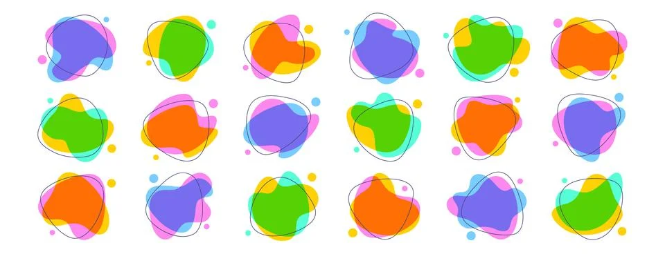 Set of color irregular liquid blobs or freeform organic abstract shapes Stock Illustration
