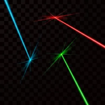 Set of color laser beams. Vector illustration isolated on transparent Stock Illustration