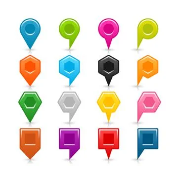 Set color map pin icon 스톡 일러스트