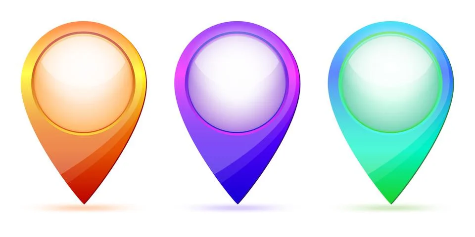 Set of color Map Pointers. Vector illustration. Illustrazione stock