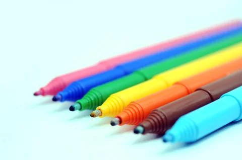 Set of color markers Stock Photos