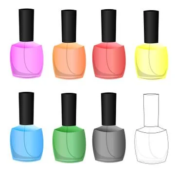 Set of color nail polish. vector Illustrazione stock